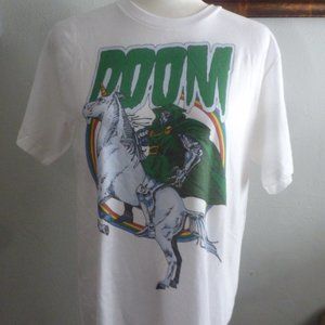 Mighty Fine White  Women’s Colorful Graphic Tee szL NWOT